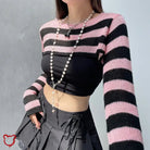 Cute Pink and Black Knit Top - The Cursed Closet