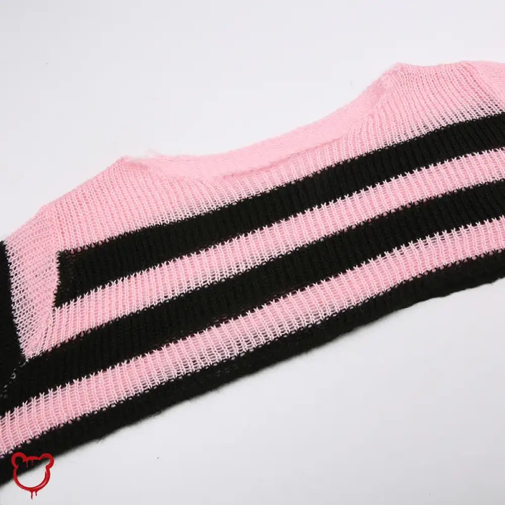 Cute Pink and Black Knit Top - The Cursed Closet