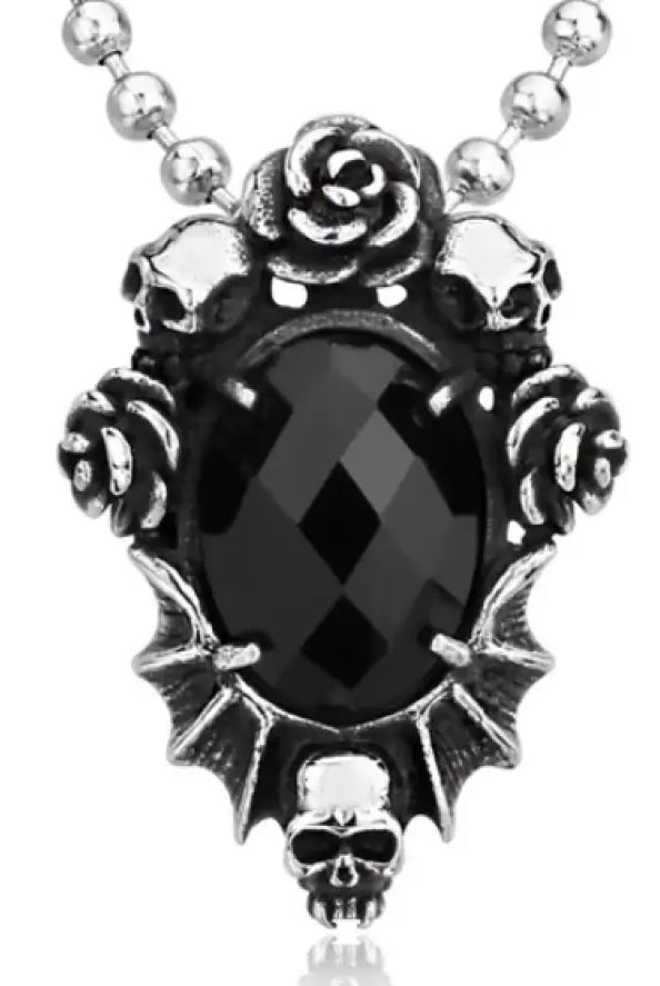 "Dahlia Skull Rose Necklace" - The Cursed Closet