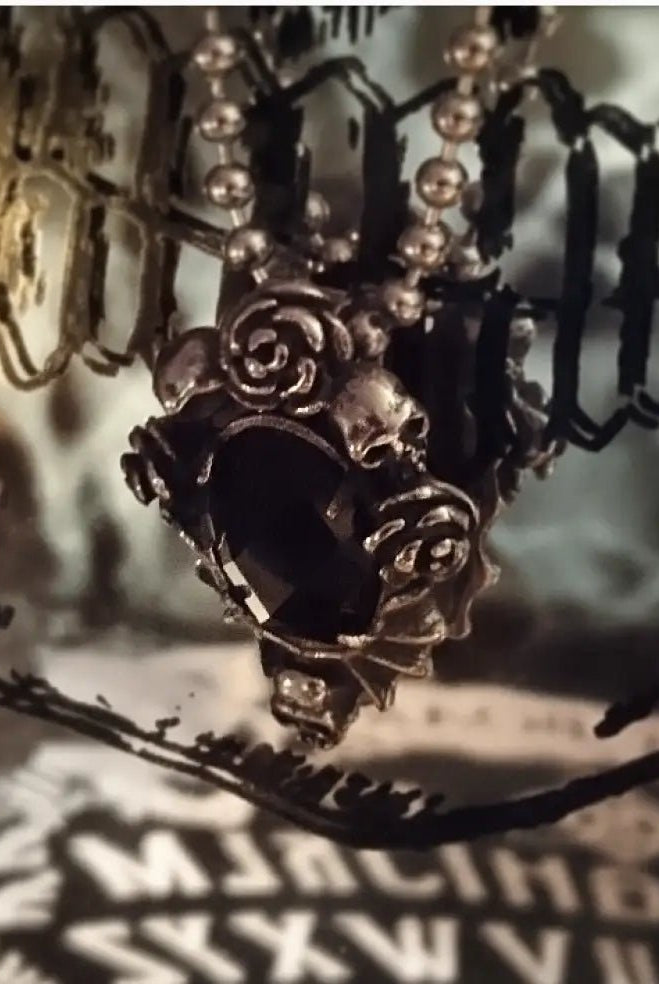 "Dahlia Skull Rose Necklace" - The Cursed Closet