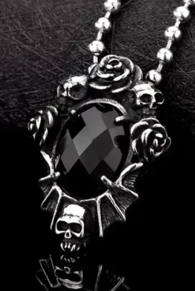 "Dahlia Skull Rose Necklace" - The Cursed Closet