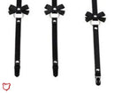 Danger' Black Fake Leather Bow Harness Suspender Belt - The Cursed Closet