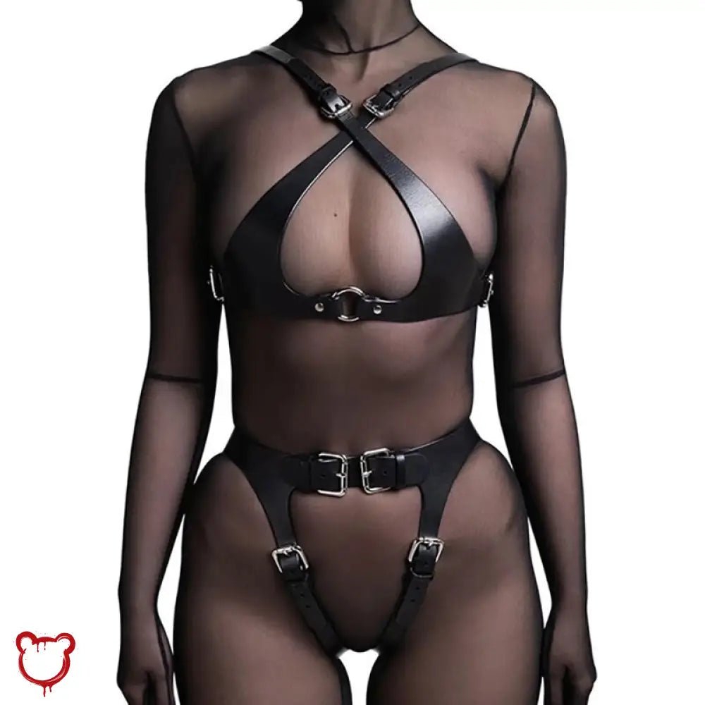 Dark Faux Leather Body Harness - The Cursed Closet