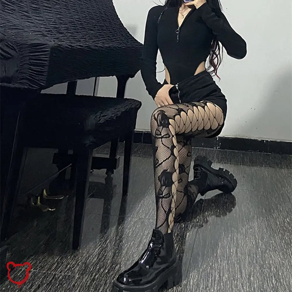 Dark Floral Gothic Tights Accessories