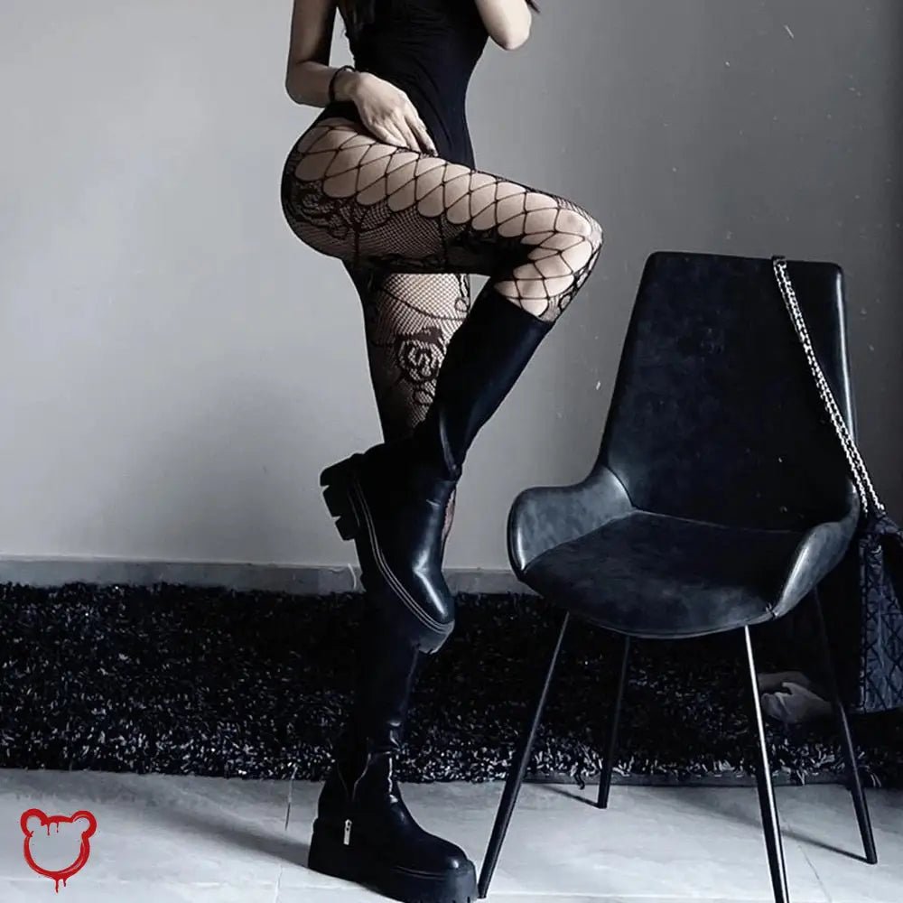"Dark Floral Gothic Tights" - The Cursed Closet