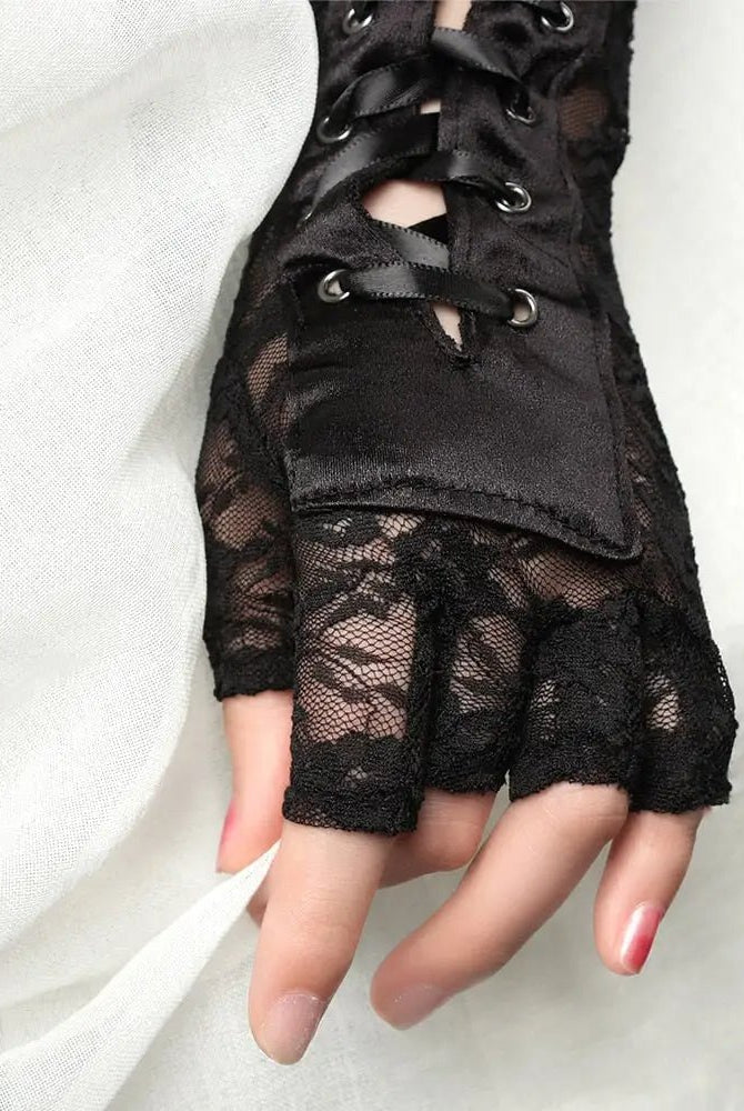 "Dark Lace Goth Gloves" - The Cursed Closet