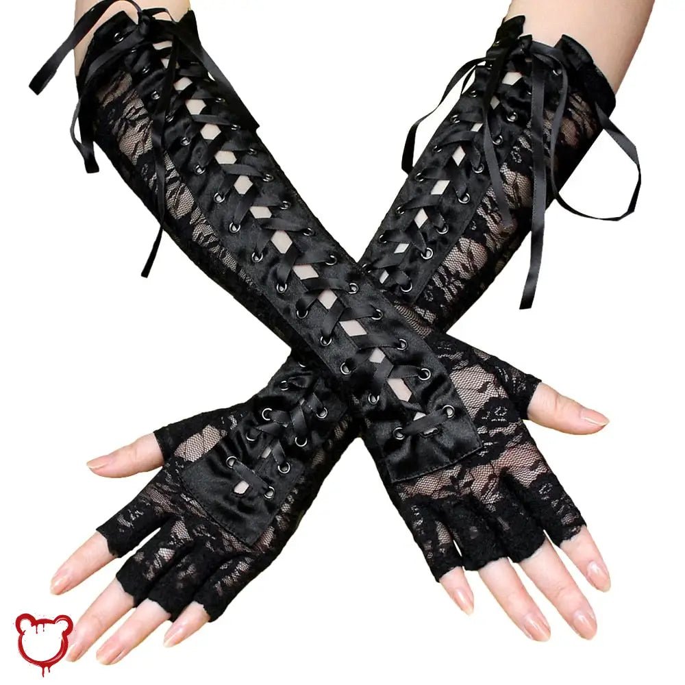 "Dark Lace Goth Gloves" - The Cursed Closet