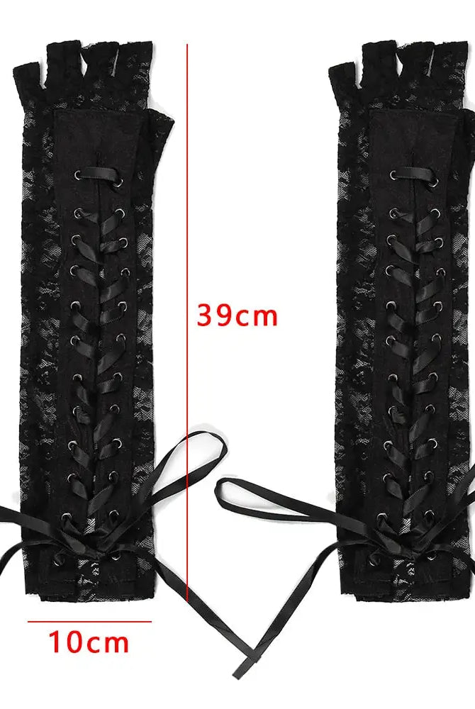 "Dark Lace Goth Gloves" - The Cursed Closet