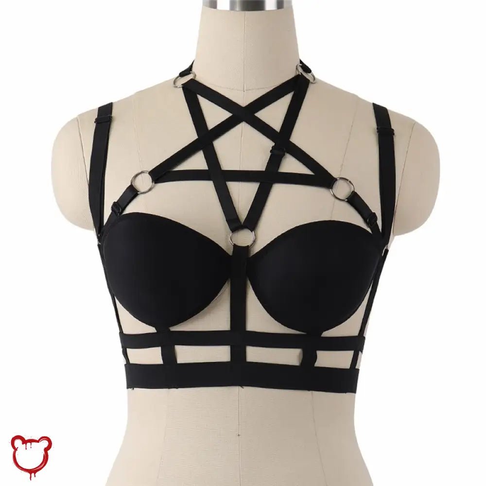 "Dark Pentagram Cage Bra Top" - The Cursed Closet