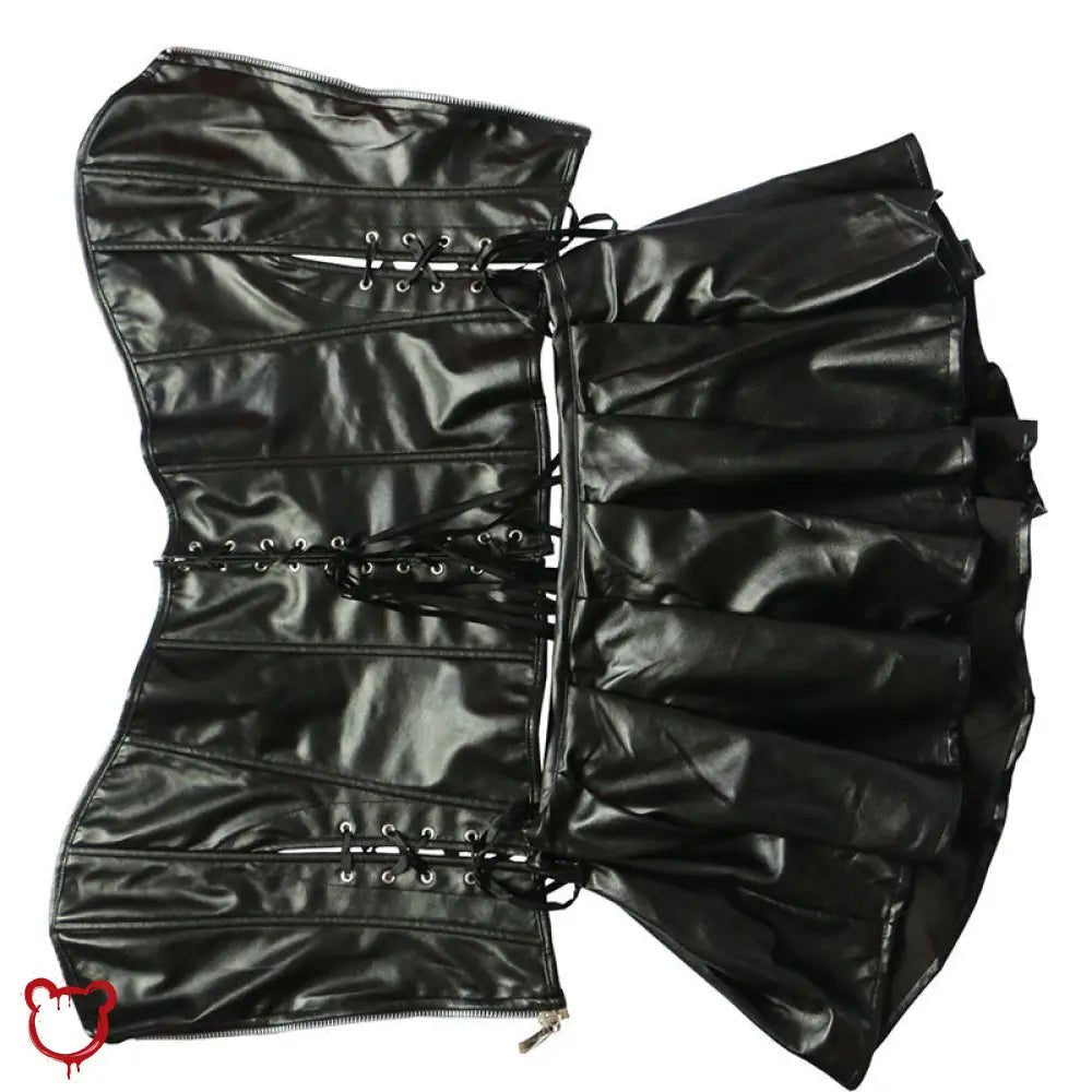 Dark PU Leather Corset Skirt - The Cursed Closet