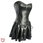 Dark PU Leather Corset Skirt - The Cursed Closet