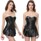 Dark PU Leather Corset Skirt - The Cursed Closet