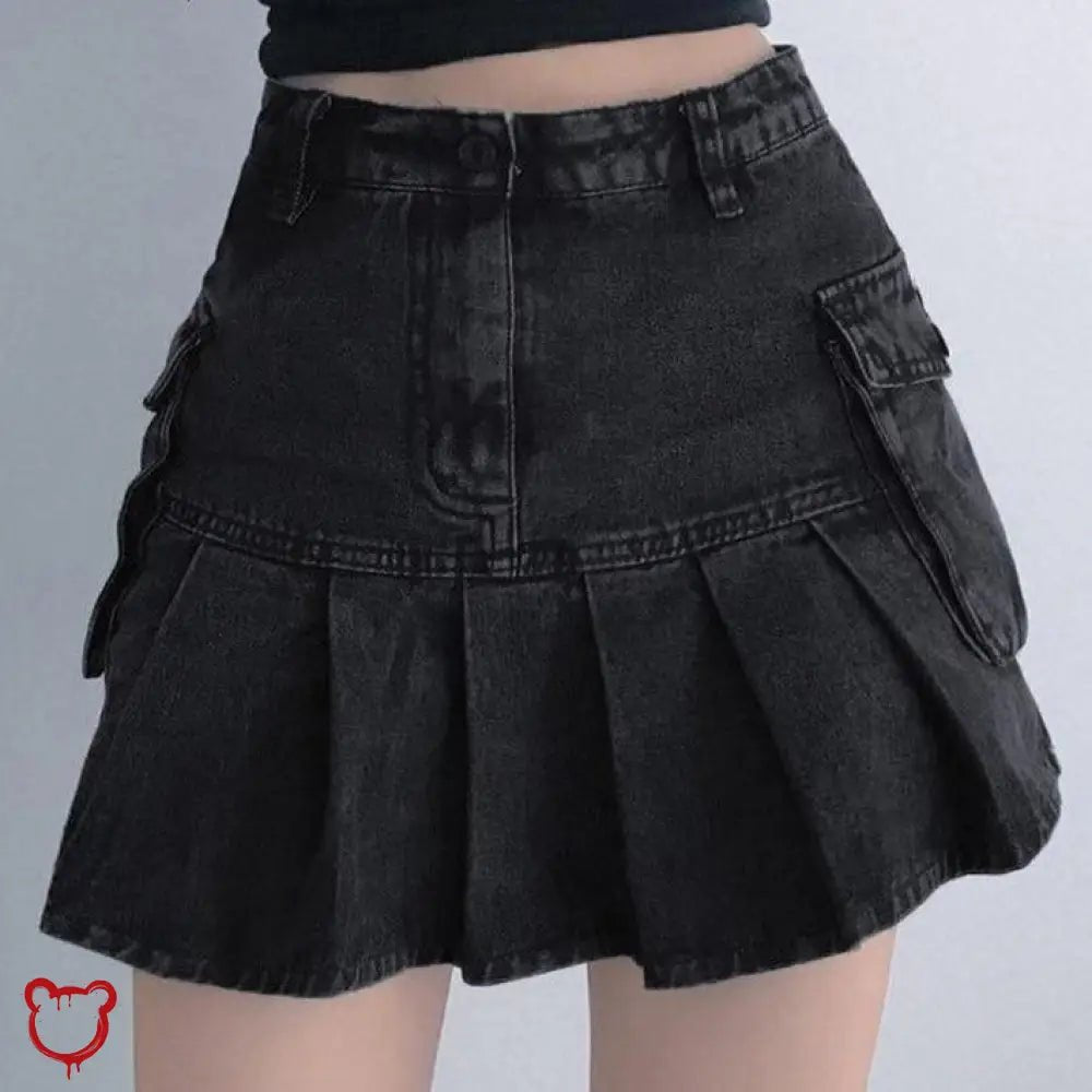 Destined Black Grunge Denim Skirt - The Cursed Closet