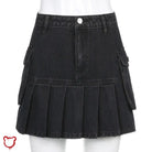 Destined Black Grunge Denim Skirt - The Cursed Closet