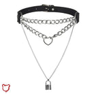 Destiny' Black Goth Padlock Heart Chain Choker - The Cursed Closet