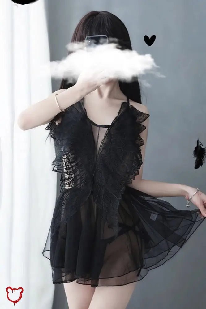 "Devilish Black Mesh Night Dress" - The Cursed Closet