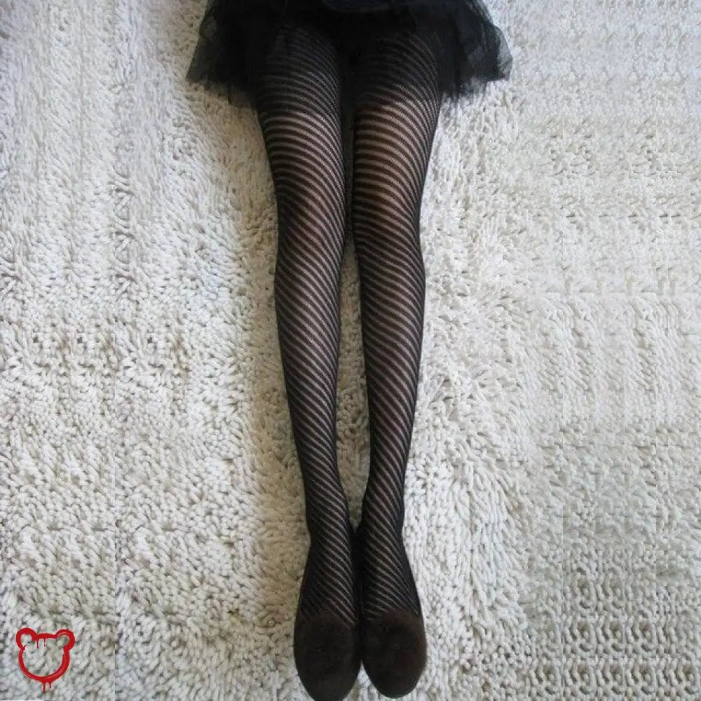 Diagonal Pinstripe Tights - The Cursed Closet