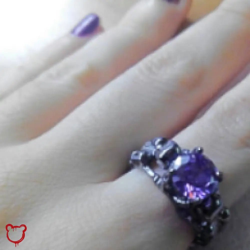 Duo Death: Black - Purple Stone Ring. - The Cursed Closet