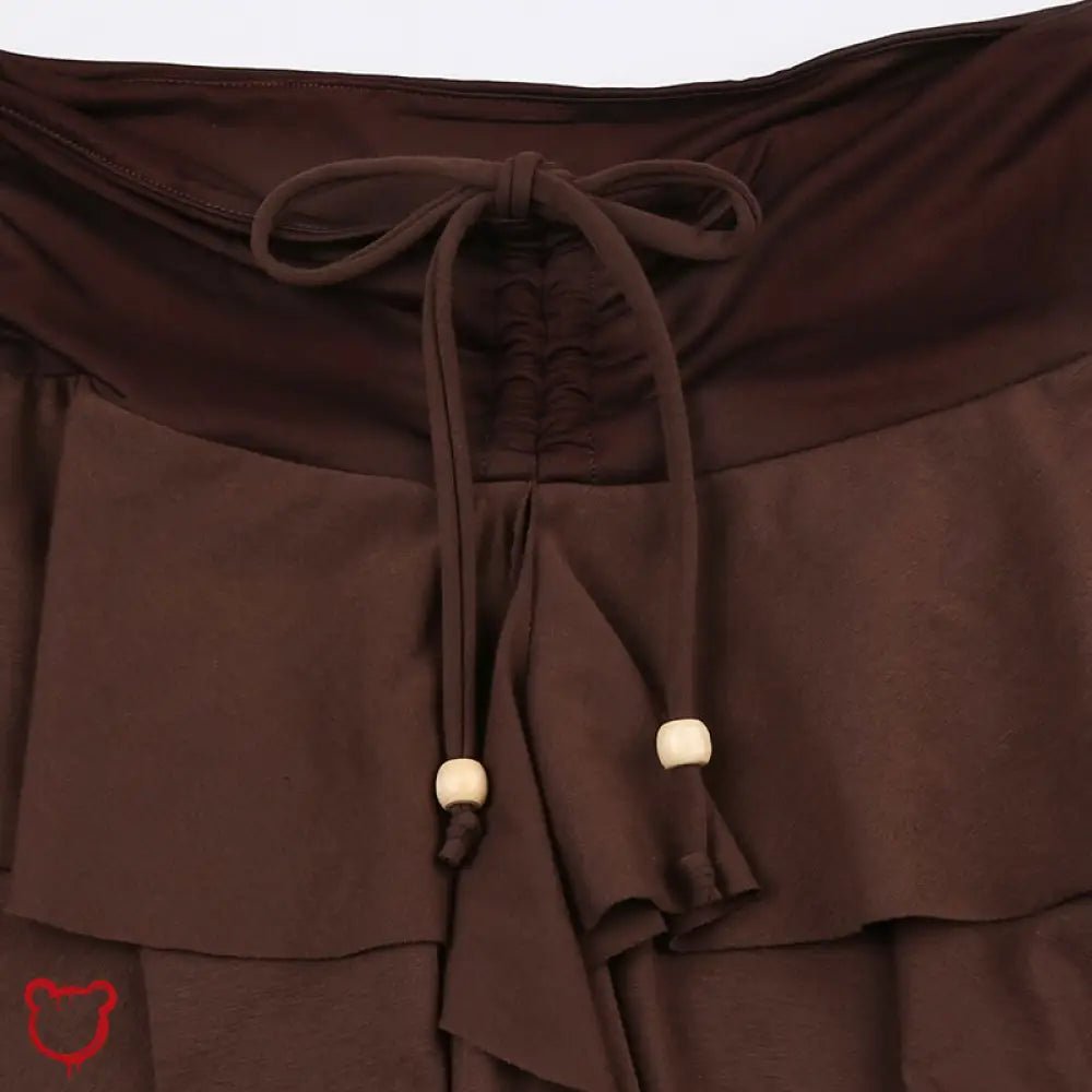 Earthy Brown Tie Mini Skirt - The Cursed Closet