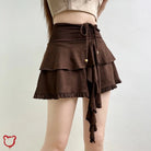Earthy Brown Tie Mini Skirt - The Cursed Closet