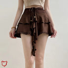 Earthy Brown Tie Mini Skirt - The Cursed Closet