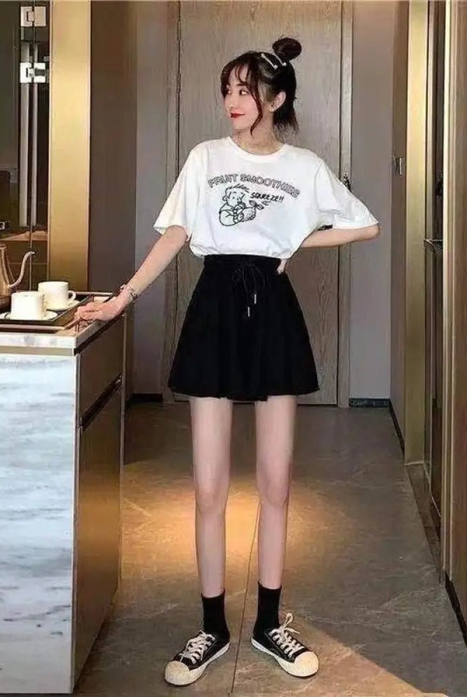 Elasticated Waist Gothic Skort - The Cursed Closet