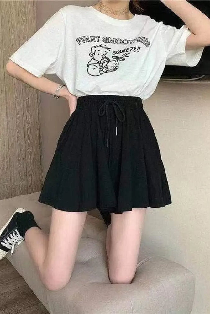 Elasticated Waist Gothic Skort - The Cursed Closet
