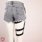 Entangled Black Leather Leg Harness - The Cursed Closet