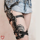 Entangled Black Leather Leg Harness - The Cursed Closet