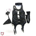 Entry' Latex Mesh Black Buckle PU Uniform Lingerie - The Cursed Closet