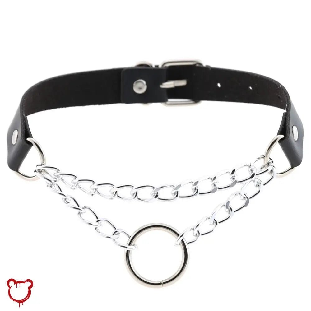 Escape' PU Faux Leather O Ring Chain Vegan Choker - The Cursed Closet