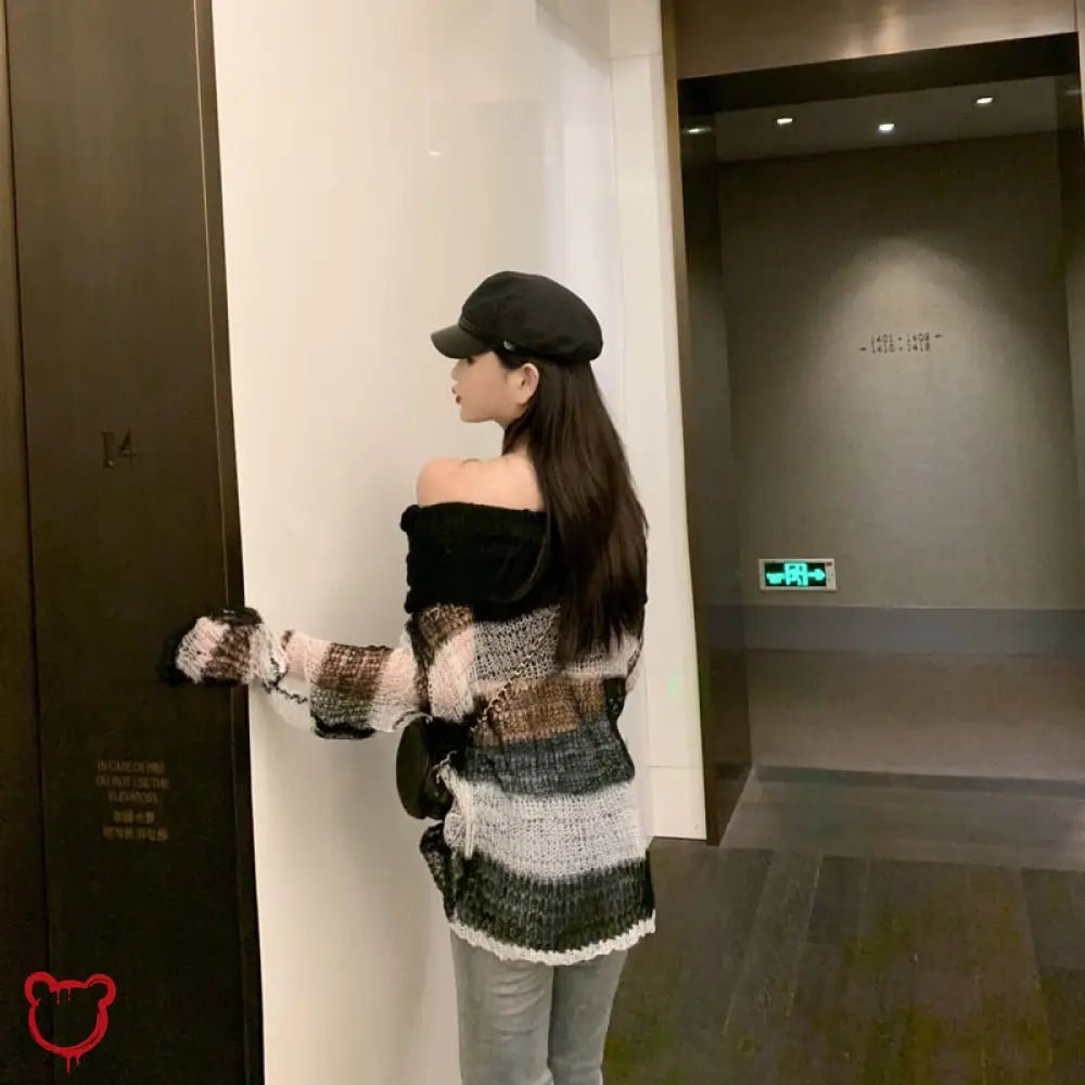 Falter' Grunge Sweater - Black/White - The Cursed Closet