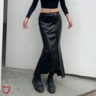 Faux Leather Asymmetrical Skirt Black / L Clothing