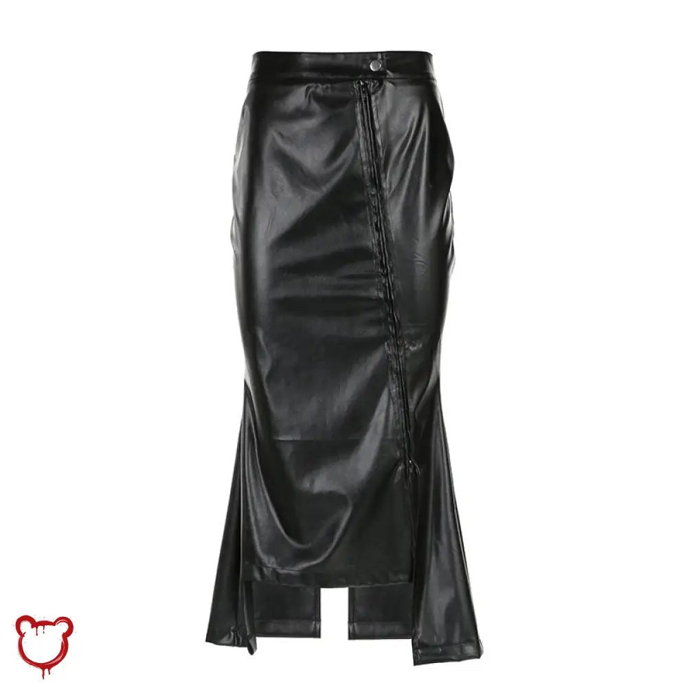 "Faux Leather Asymmetrical Skirt" - The Cursed Closet