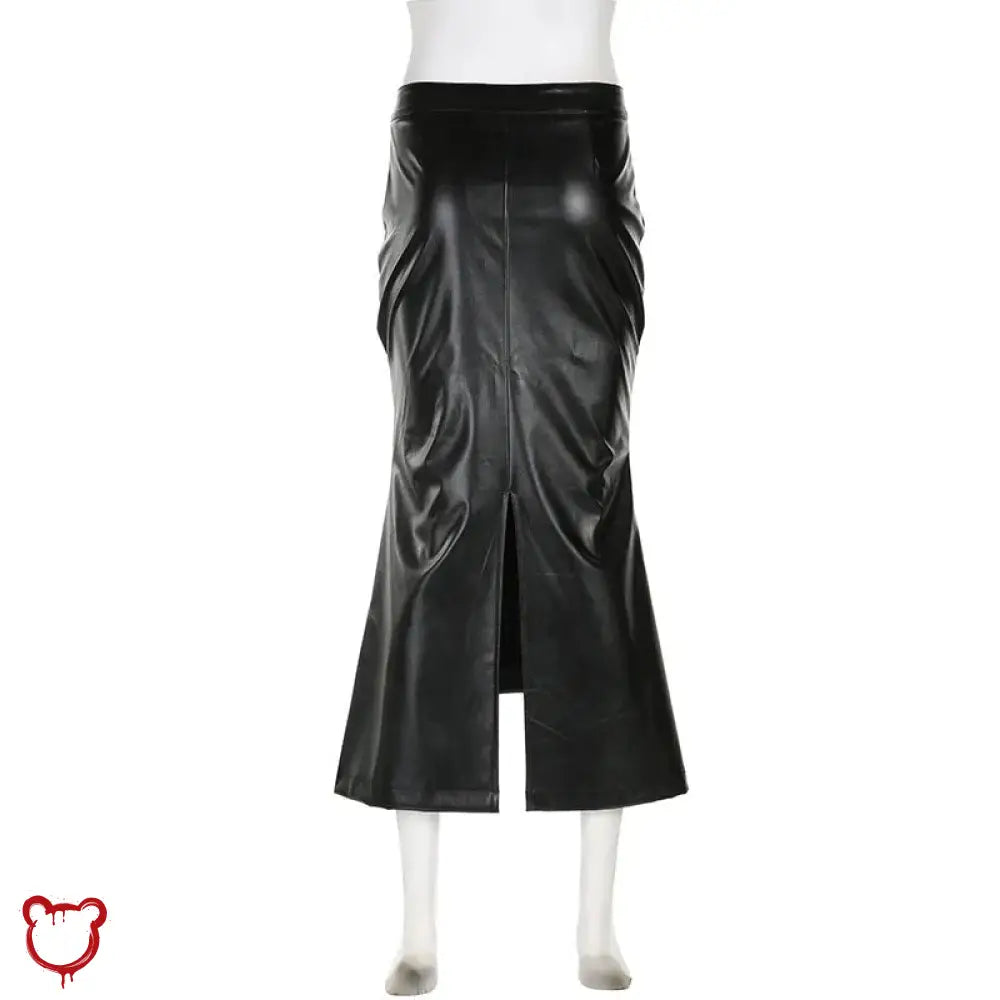 Faux Leather Asymmetrical Skirt Clothing