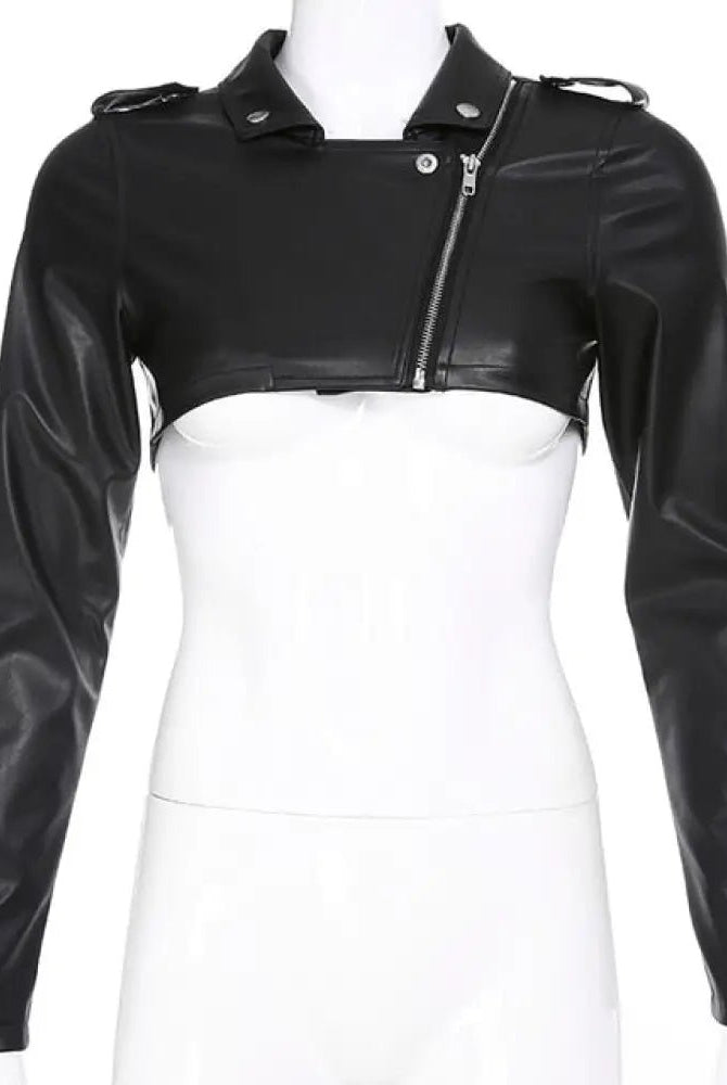 Faux Leather Crop Jacket