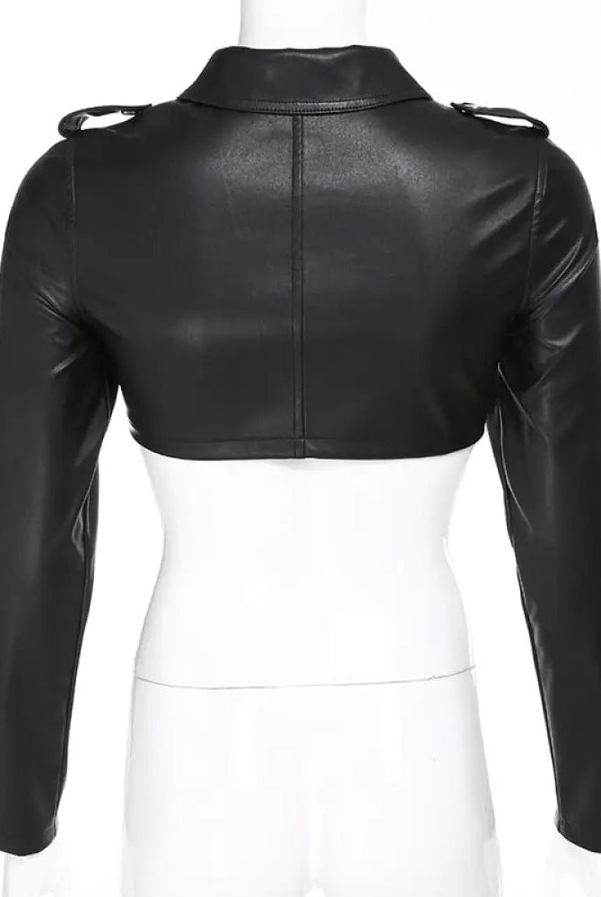 Faux Leather Crop Jacket