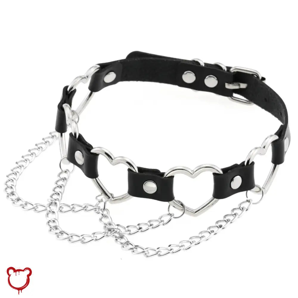 Faux Leather Heart Chain Choker' - The Cursed Closet