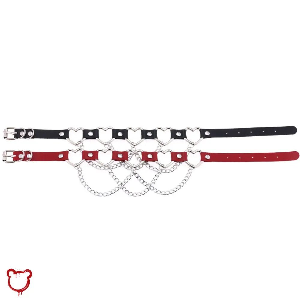 Faux Leather Heart Chain Choker' - The Cursed Closet