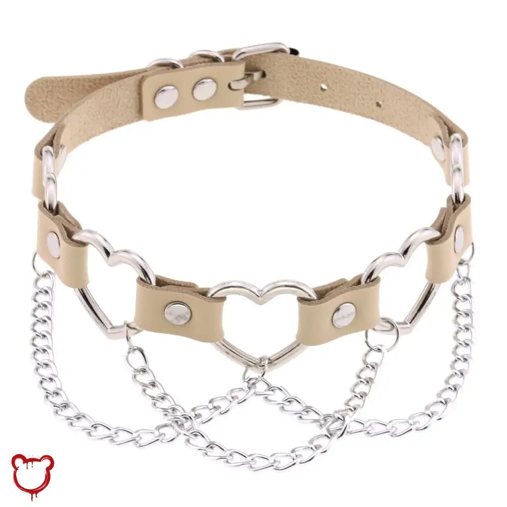 Faux Leather Heart Chain Choker' - The Cursed Closet