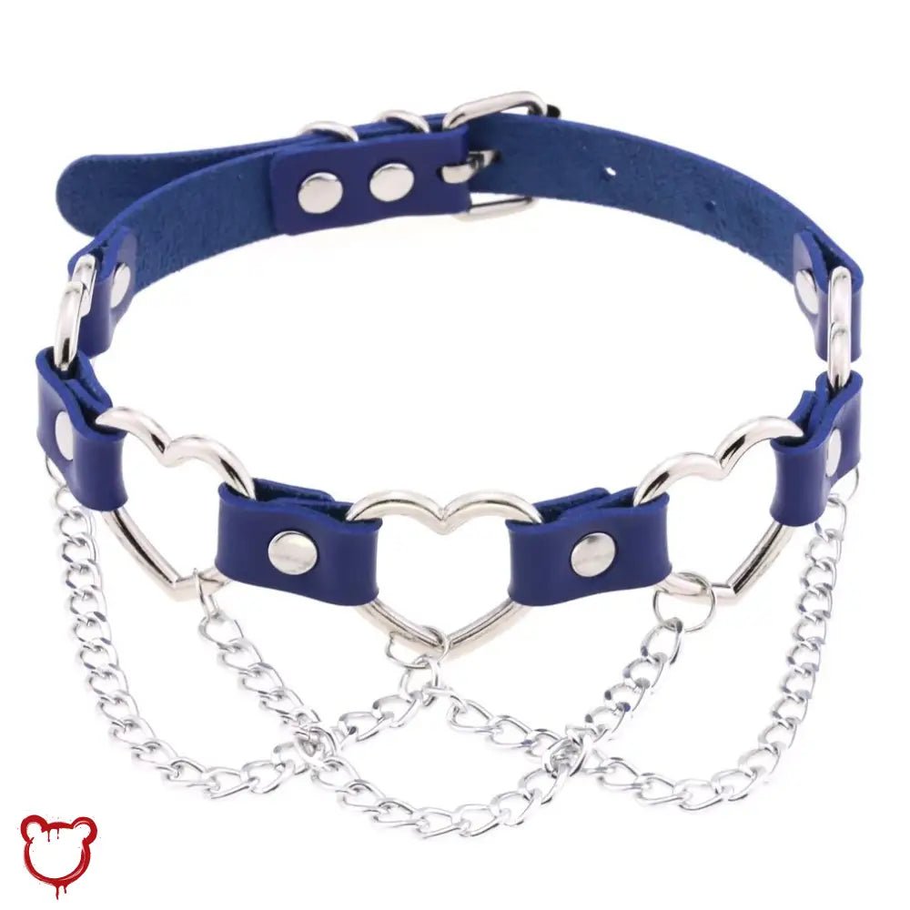Faux Leather Heart Chain Choker' - The Cursed Closet