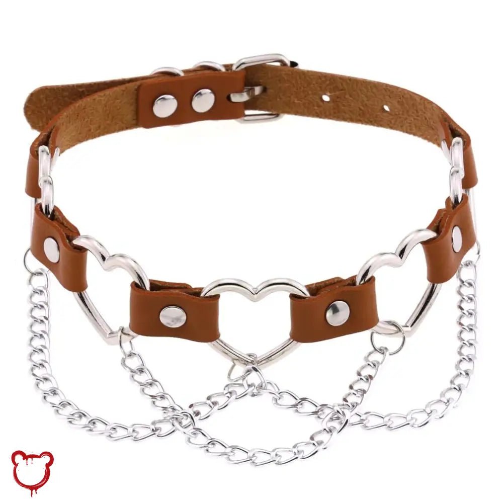 Faux Leather Heart Chain Choker' - The Cursed Closet