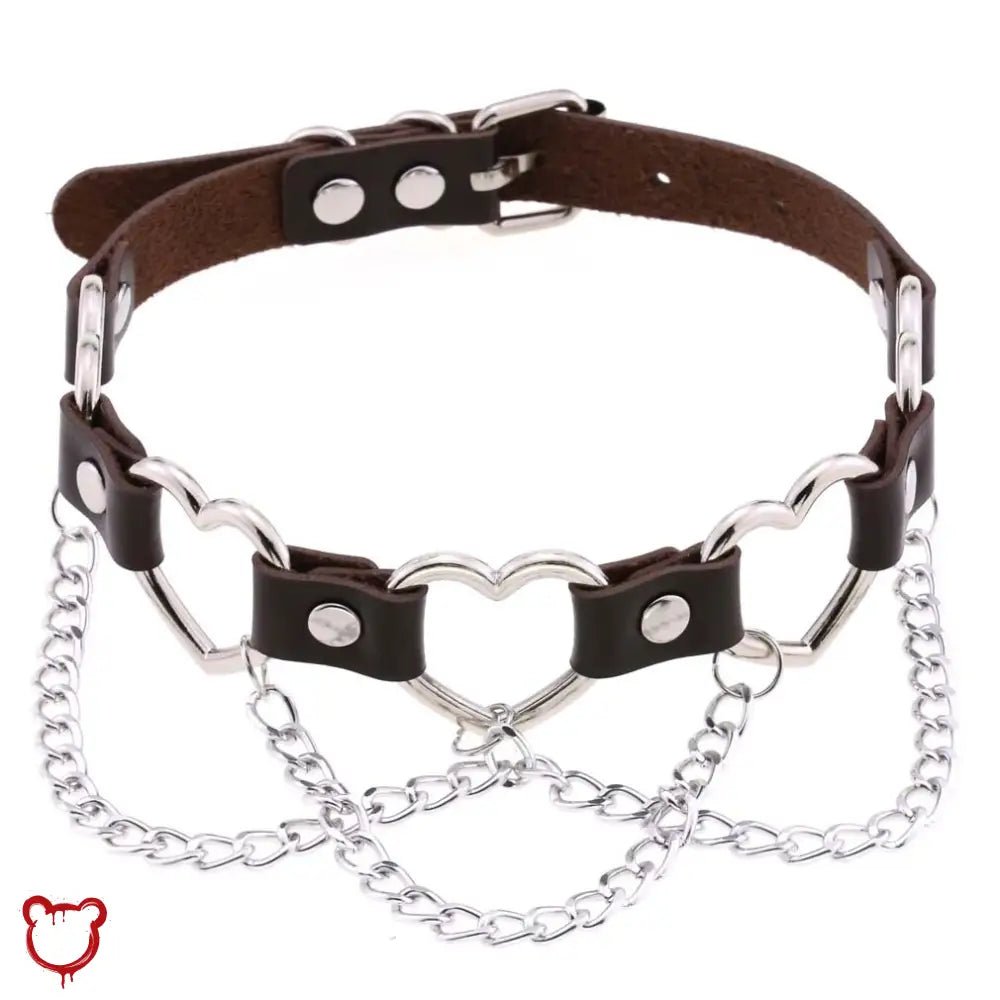 Faux Leather Heart Chain Choker' - The Cursed Closet
