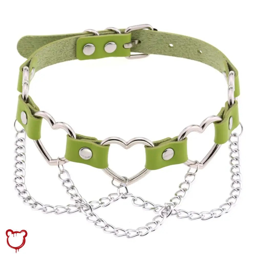 Faux Leather Heart Chain Choker' - The Cursed Closet