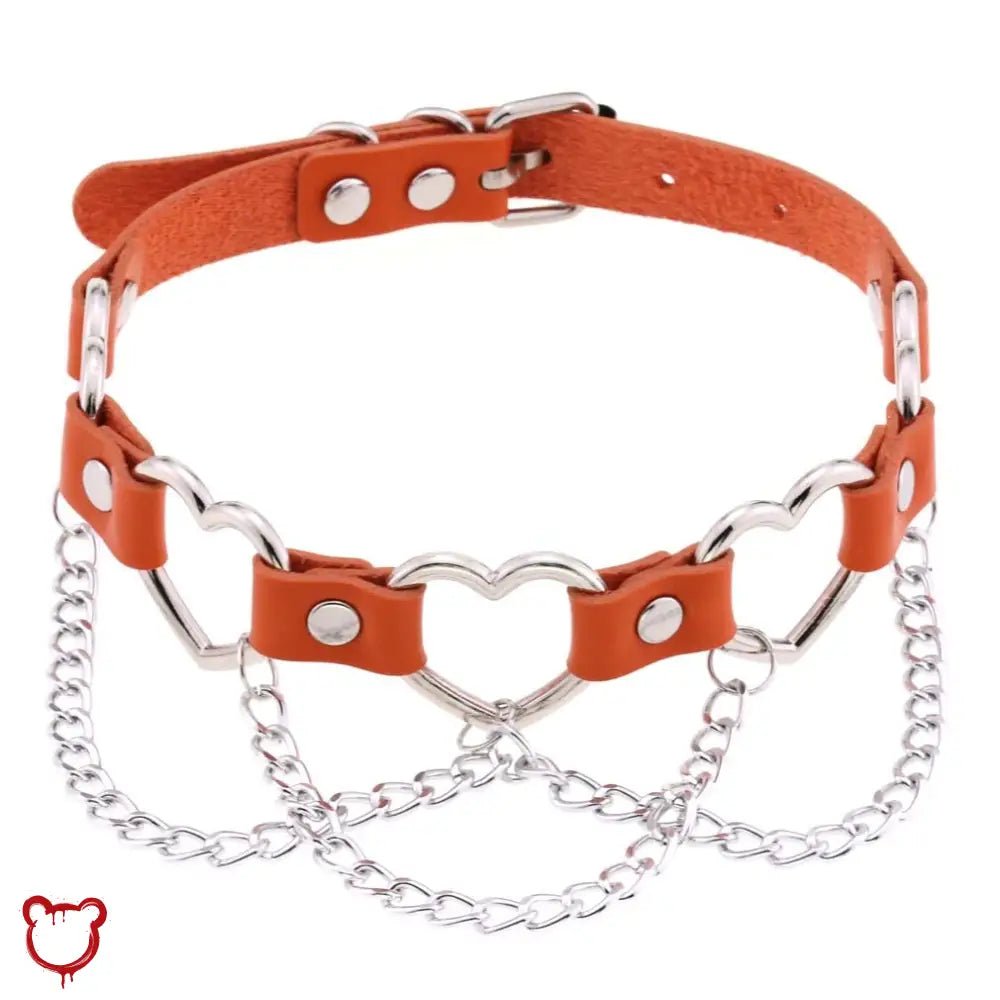 Faux Leather Heart Chain Choker' - The Cursed Closet