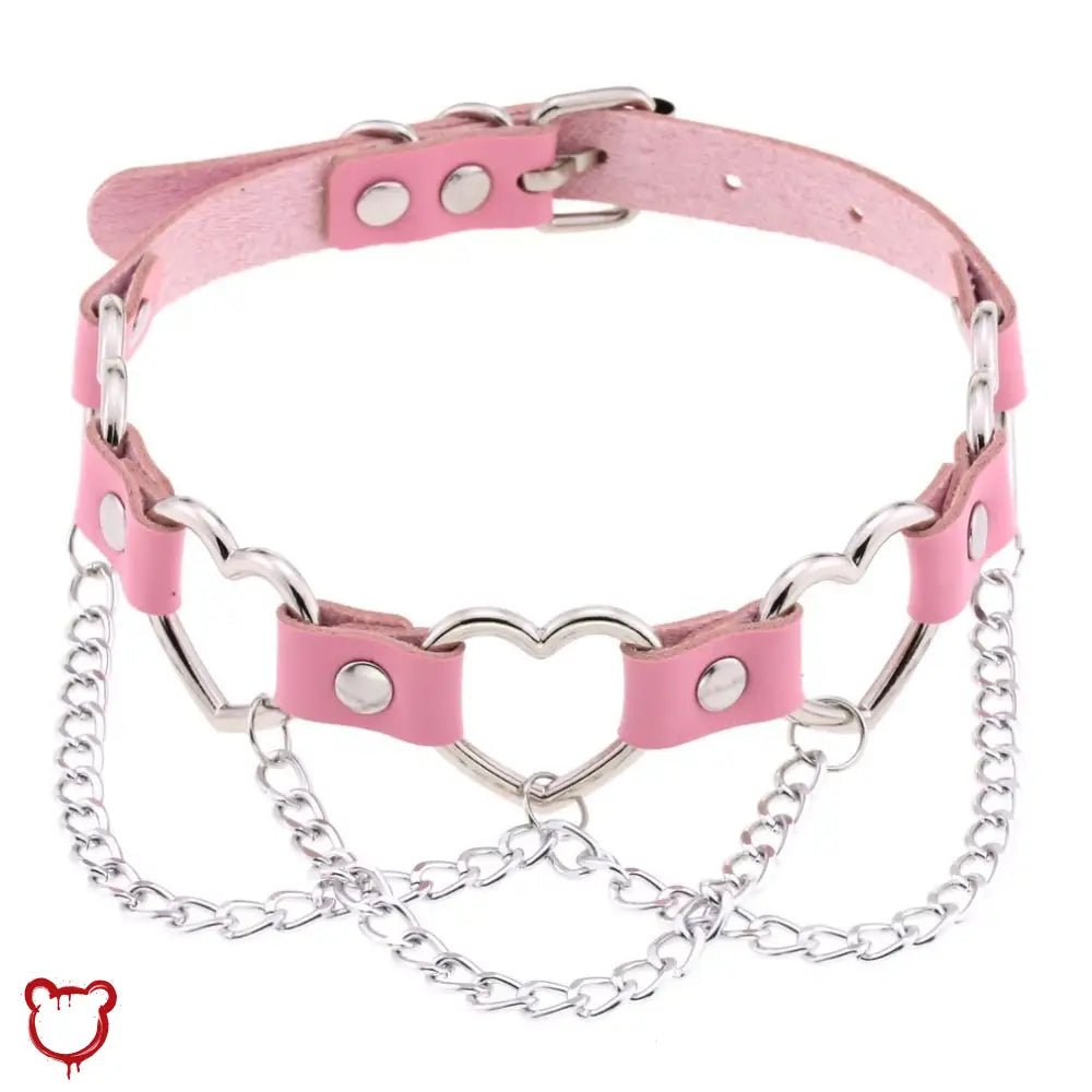 Faux Leather Heart Chain Choker' - The Cursed Closet