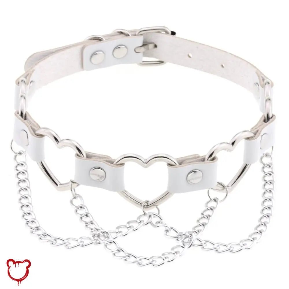 Faux Leather Heart Chain Choker' - The Cursed Closet