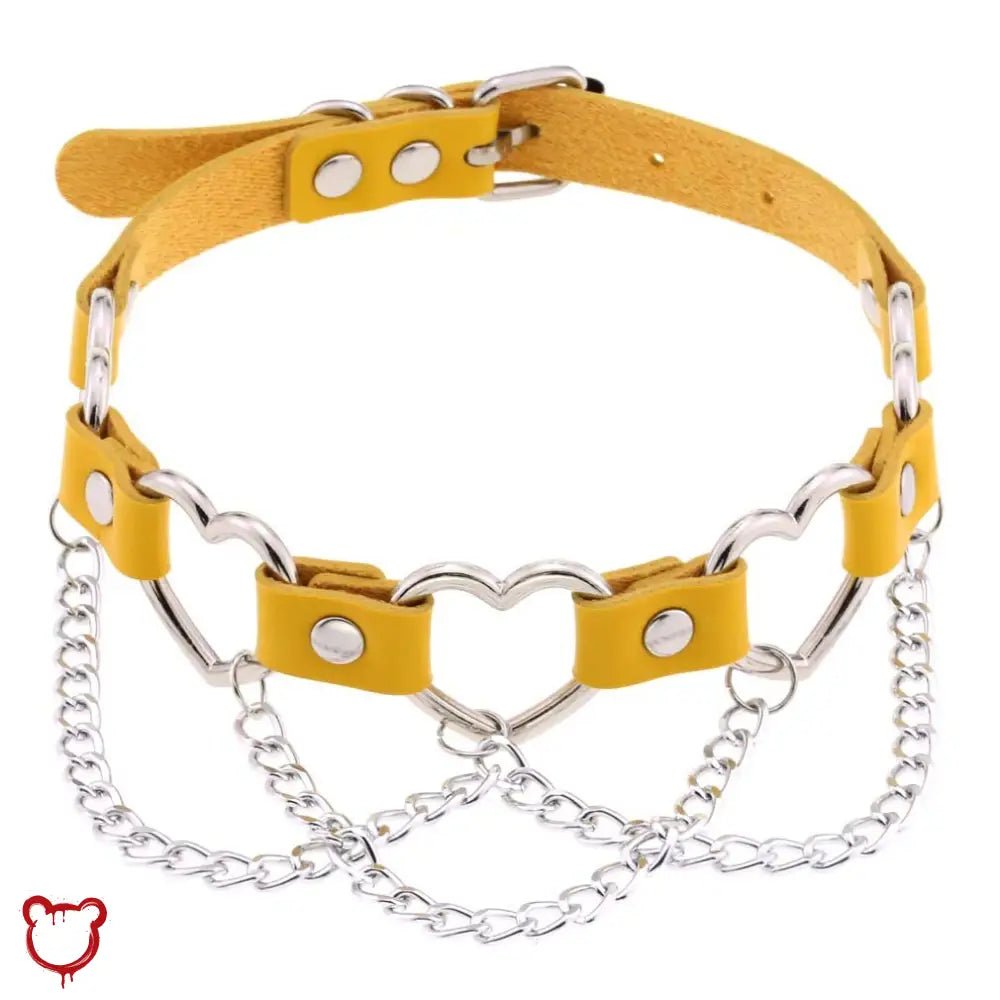 Faux Leather Heart Chain Choker' - The Cursed Closet