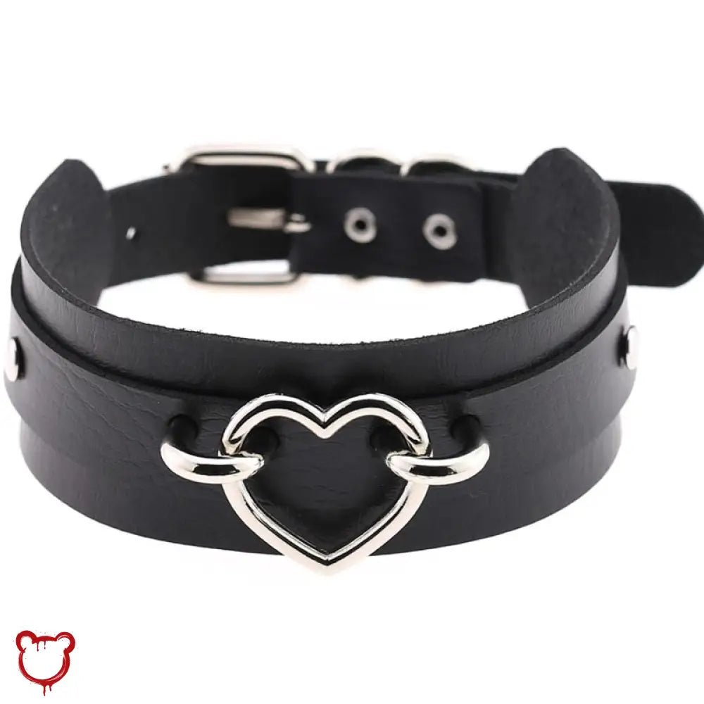 Faux Leather Heart Choker - Love Hurts - The Cursed Closet