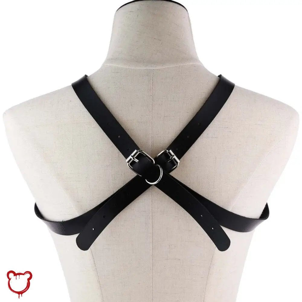 "Faux Leather O - Ring Harness - Black" - The Cursed Closet